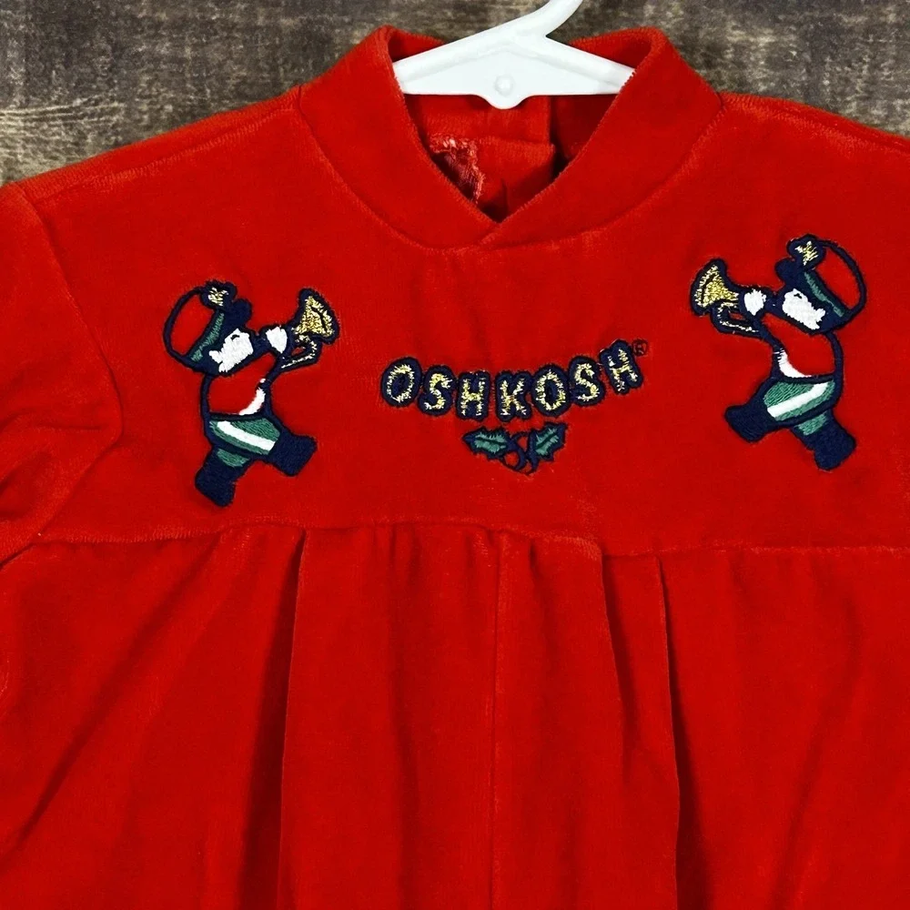 Vintage OshKosh B'gosh Red Velour Holiday Toy Soldier‎ Romper 3-6M Christmas